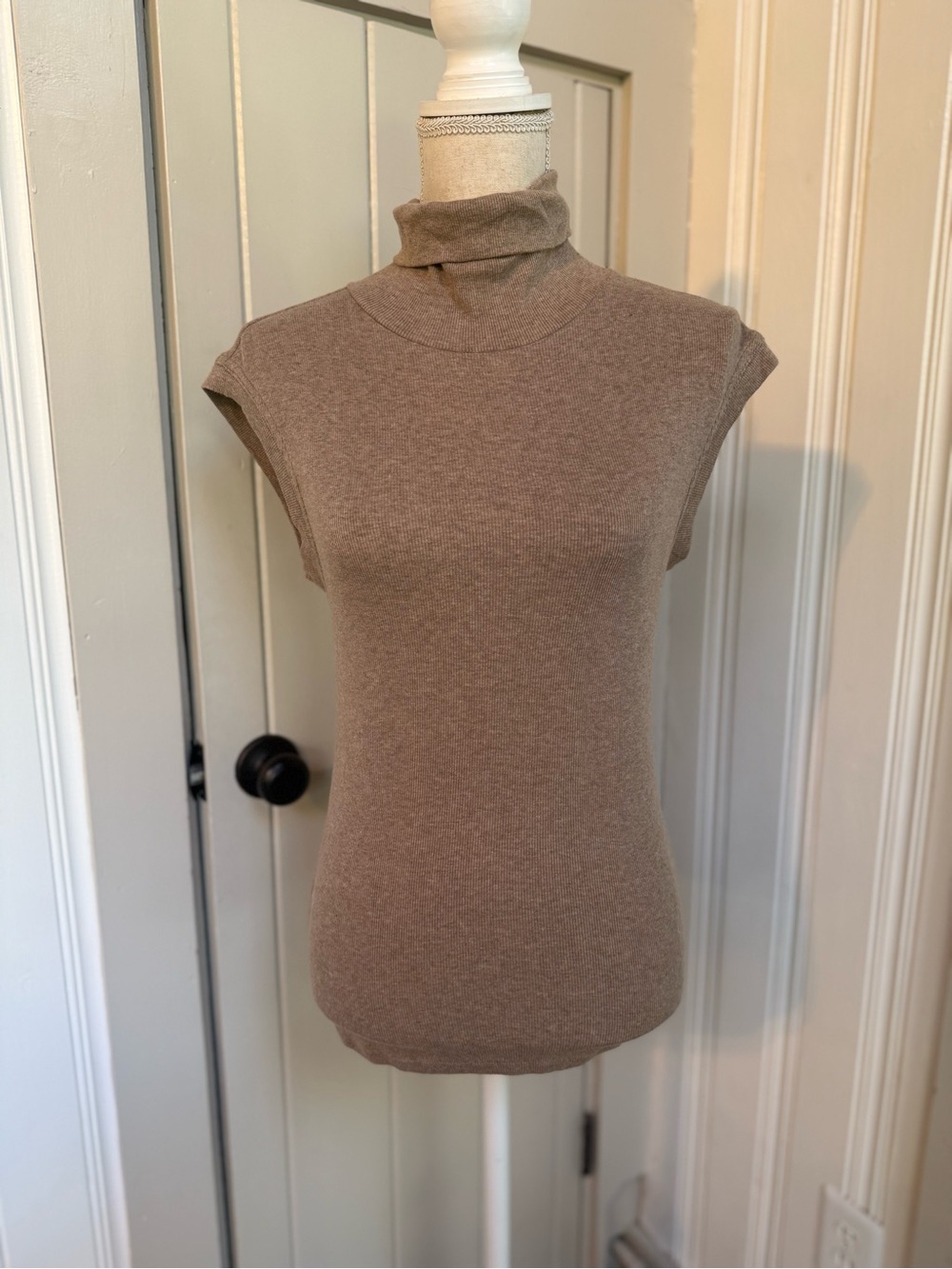 Banana Republic Sleeveless Turtleneck Top - Taupe Brown